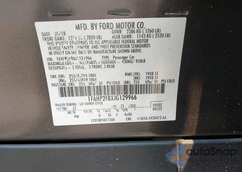 2018 Ford Taurus Limited z USA, uszkodzony, nr VIN 1FAHP2F8XJG129966